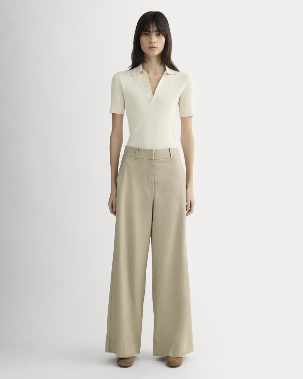 womens-wide-leg-pant-stretch-linen-trench-coat-khaki | primary