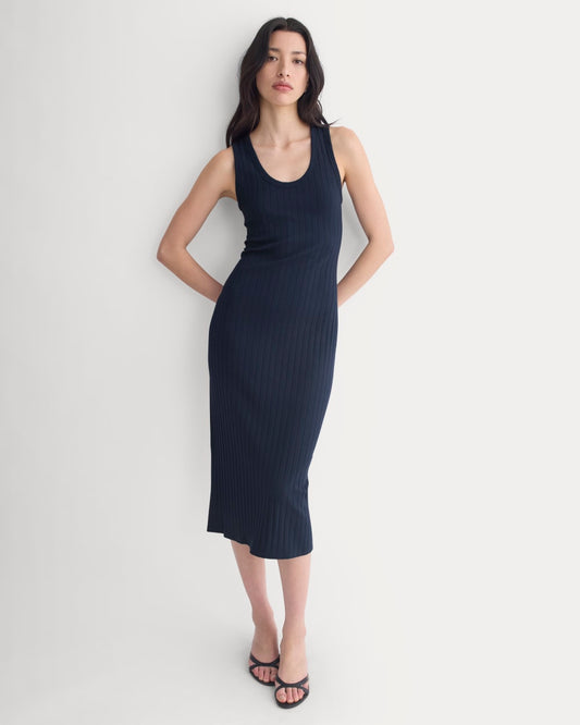 womens-scoop-neck-midi-dress-pointelle-deep-navy | primary