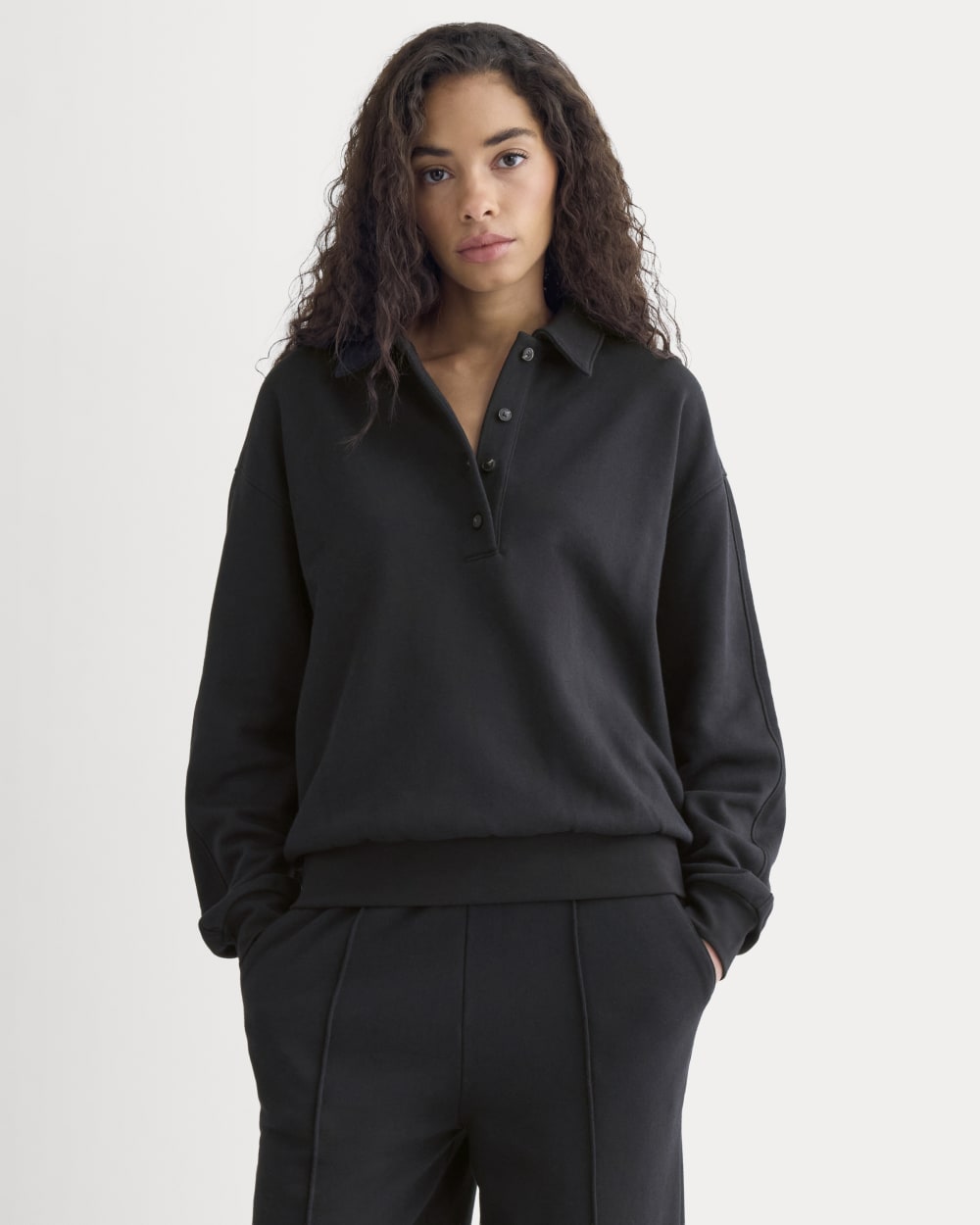 womens-lightweight-terry-polo-sweatshirt-black