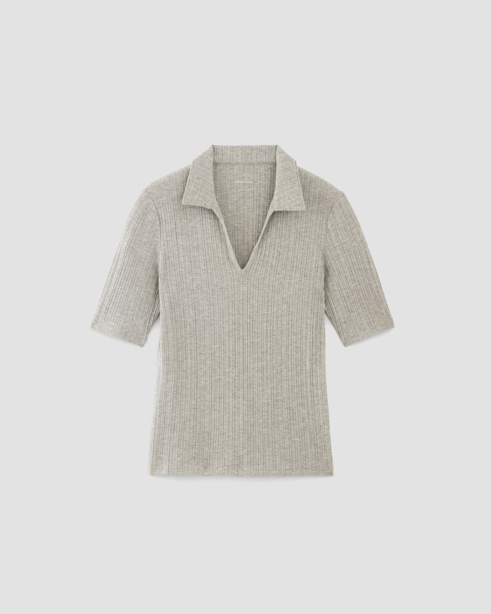 womens-rib-soft-knit-open-collar-polo-heathered-grey | alt
