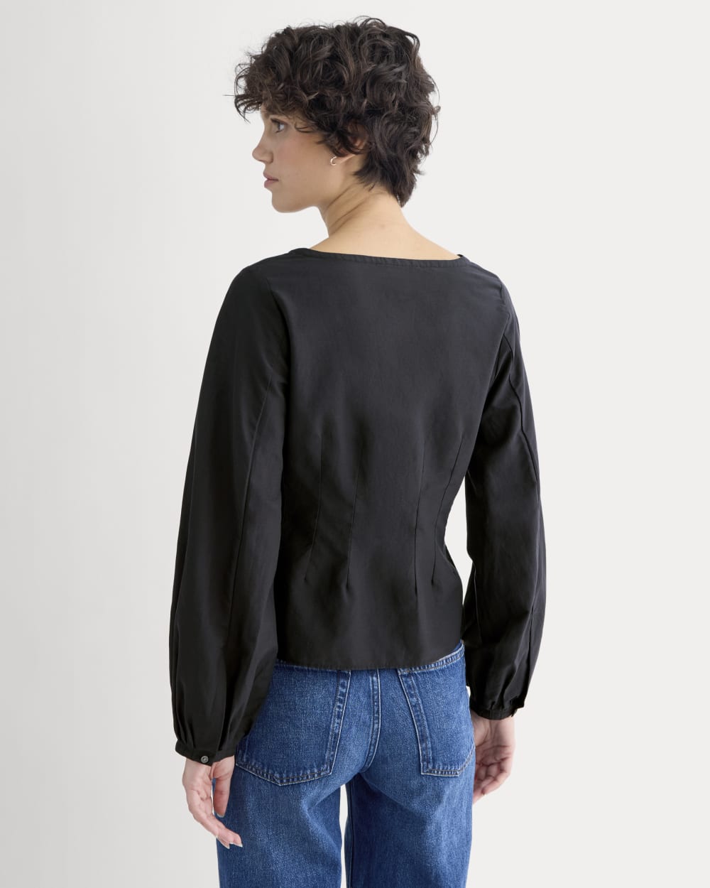 Balloon Sleeve Top in Cotton Silk | Black – Everlane