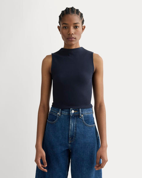 The Luxe Rib Funnel-Neck Tank | Navy – Everlane
