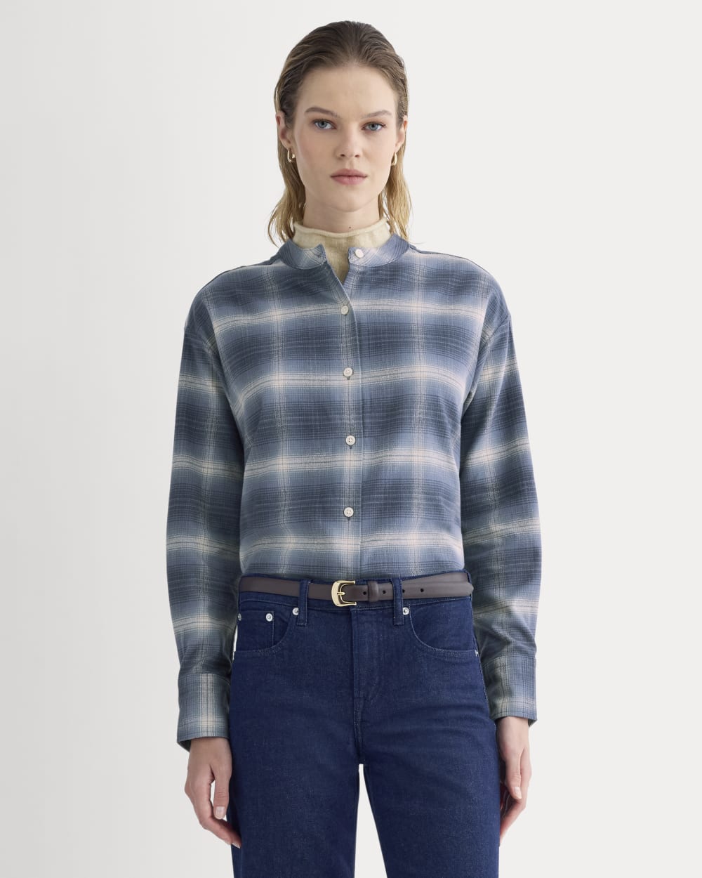 womens-flannel-shirt-blue-ombre-plaid | primary