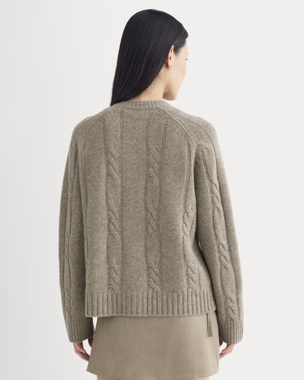 Cable Cardigan in Extrafine Luxe Merino | Heather Soft Taupe