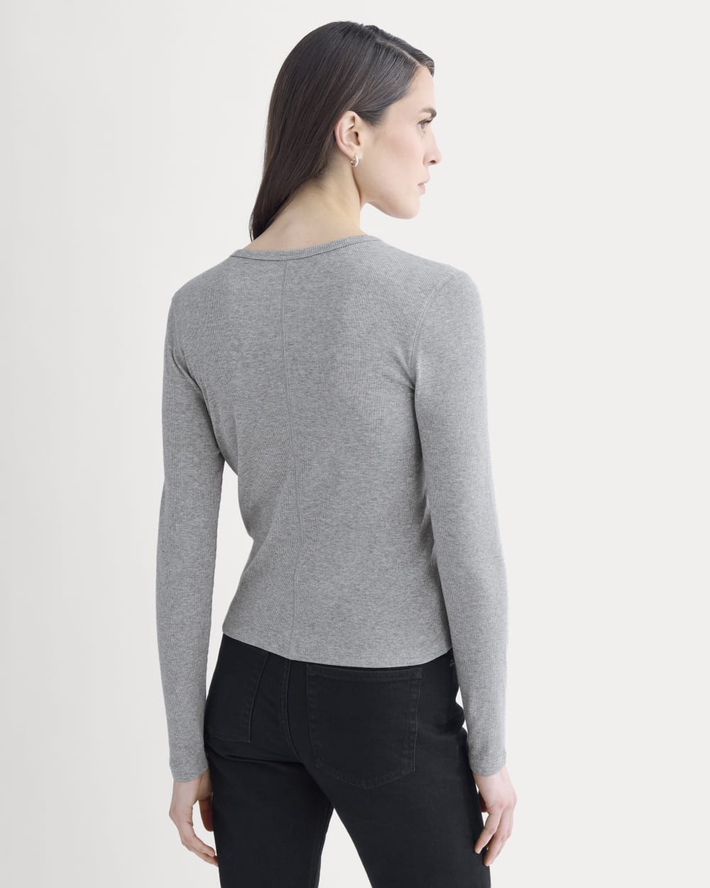 Luxe Rib Button-Up Top | Heathered Light Grey – Everlane