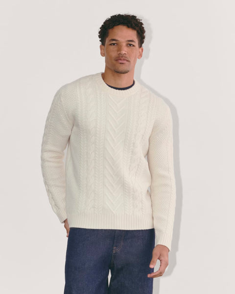 The Felted Merino Cable-Knit Crew | Bone – Everlane