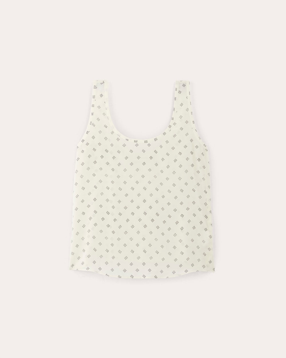 womens-clean-silk-scoop-neck-tank-bone-black-square-dot | alt