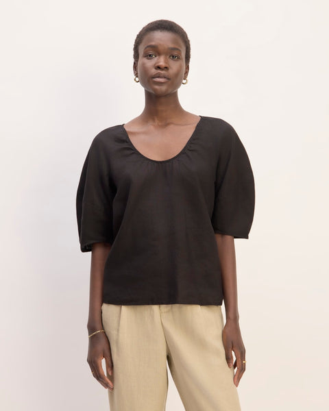 The Scoop Top in Linen | Black – Everlane
