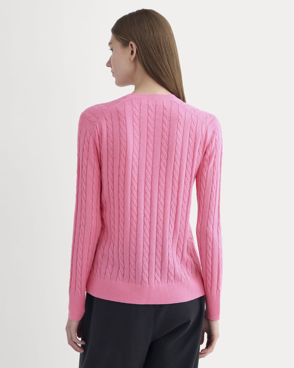 The Cable V-Neck in Cotton Cashmere | Black