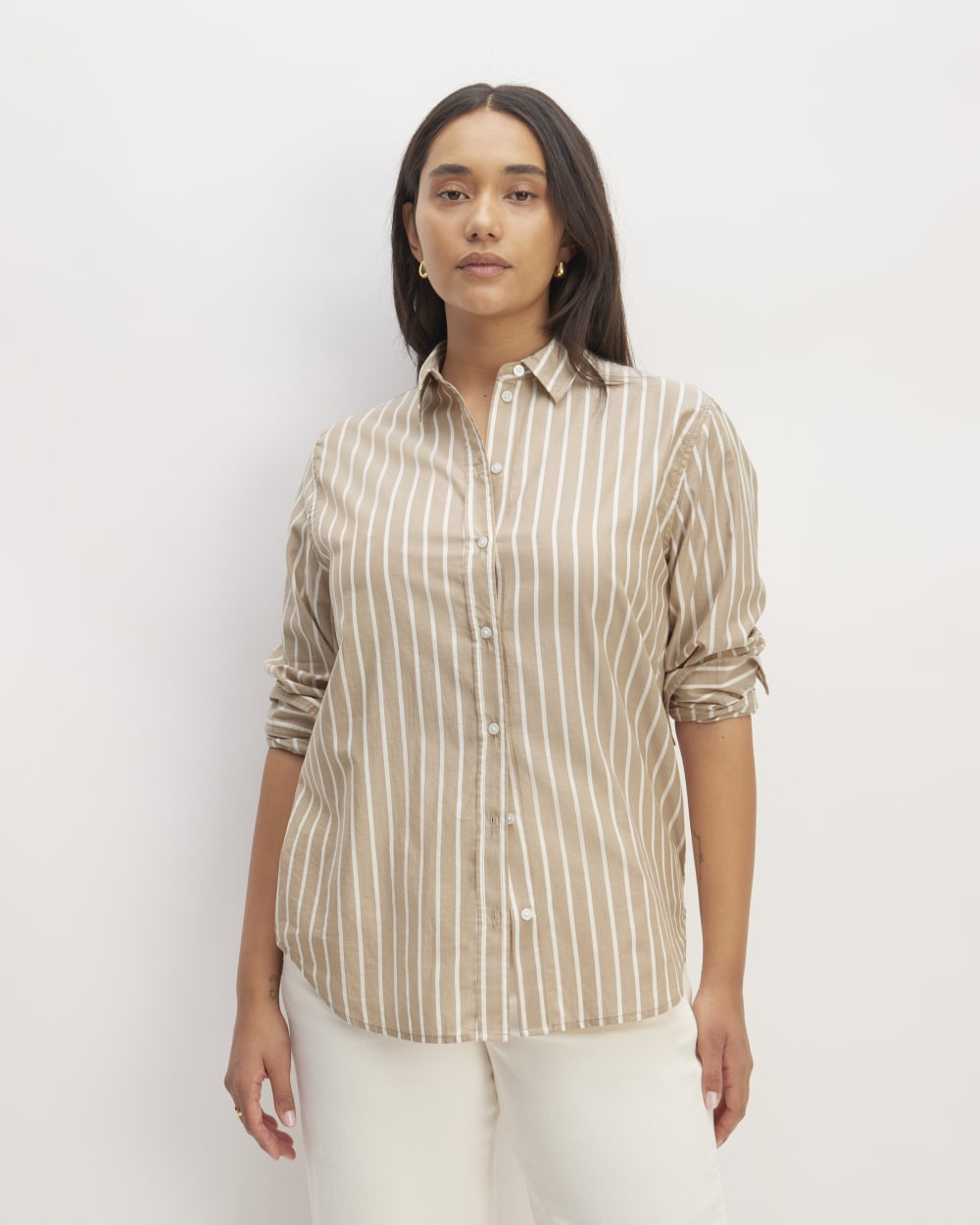 womens-silky-cttn-relaxed-shirt-mahogany-white | primary