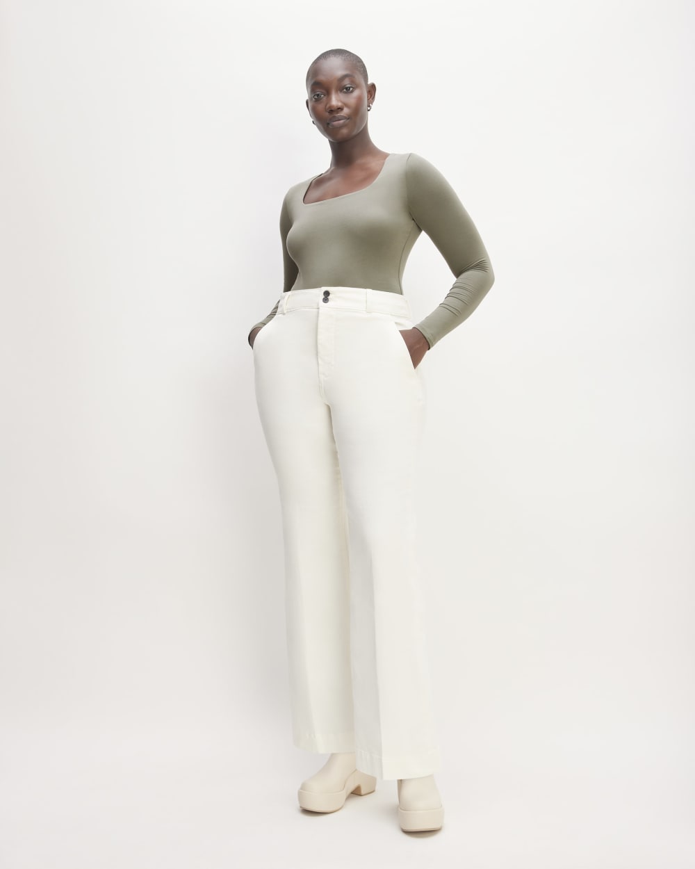womens-long-sleeve-square-bodysuit-thong-dark-sage | primary