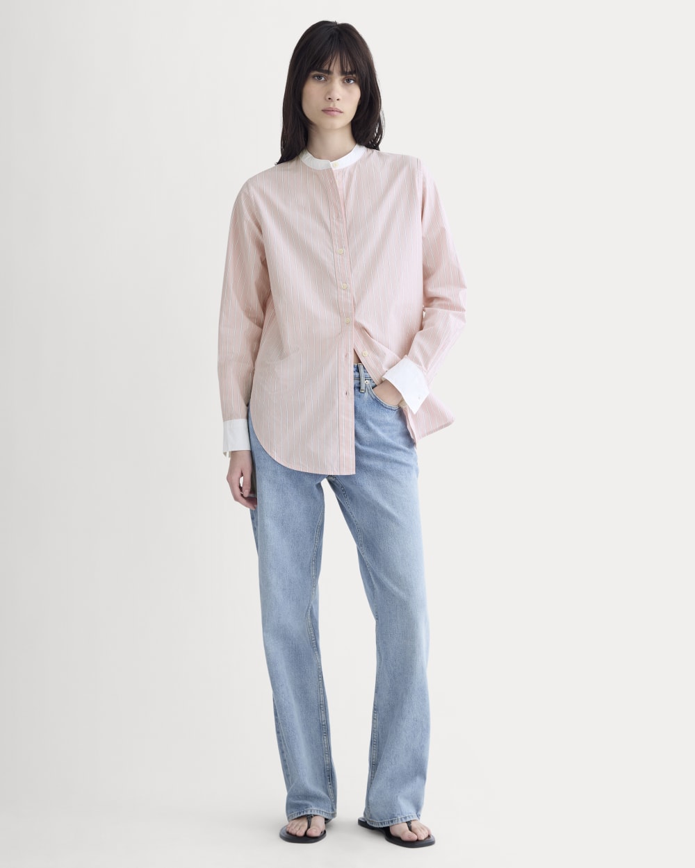 The Oversized Shirt in Ultrasoft Cotton | Pink / White – Everlane
