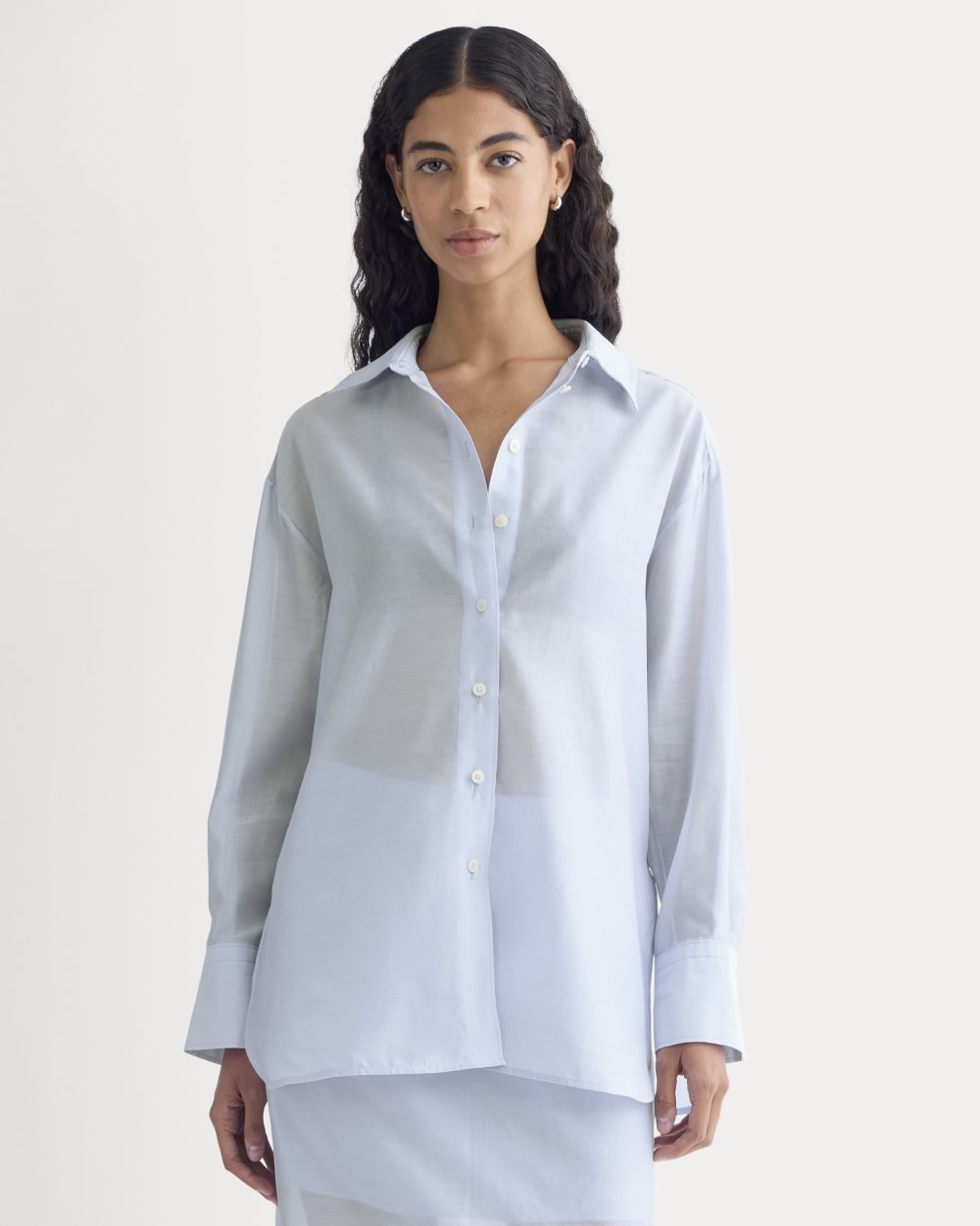 Oversized Shirt in Cotton-Silk Organza