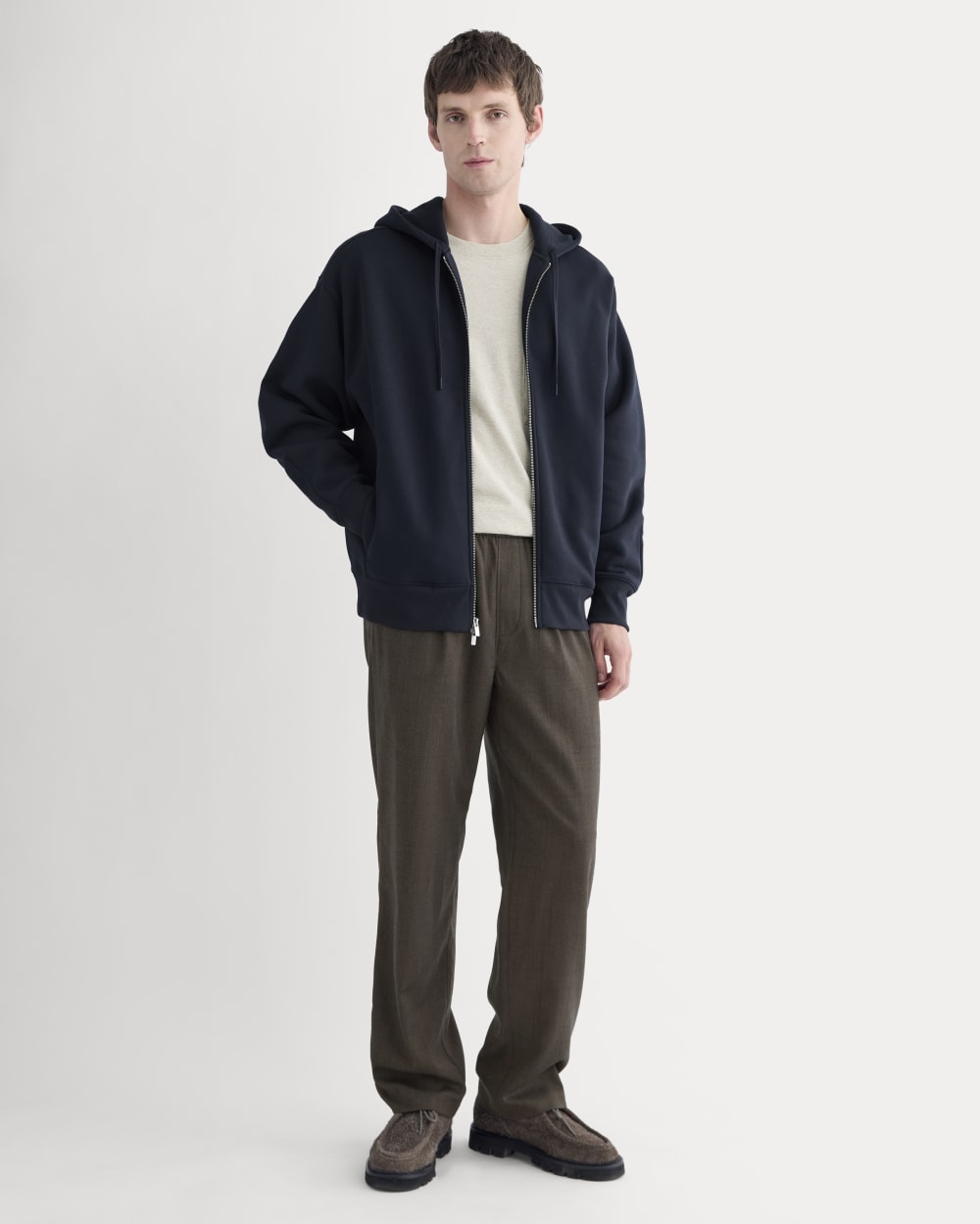 Luxe Fleece Full-Zip Hoodie | Deep Navy – Everlane