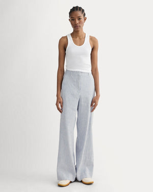 The Wide-Leg Pant in Stretch Linen | Bluebell / Bone