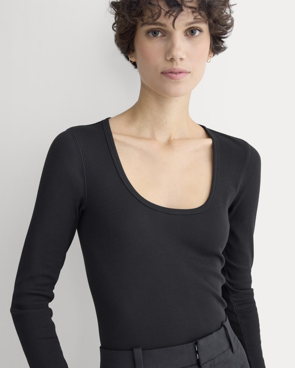 Luxe Rib Deep U-Neck Top | Black – Everlane