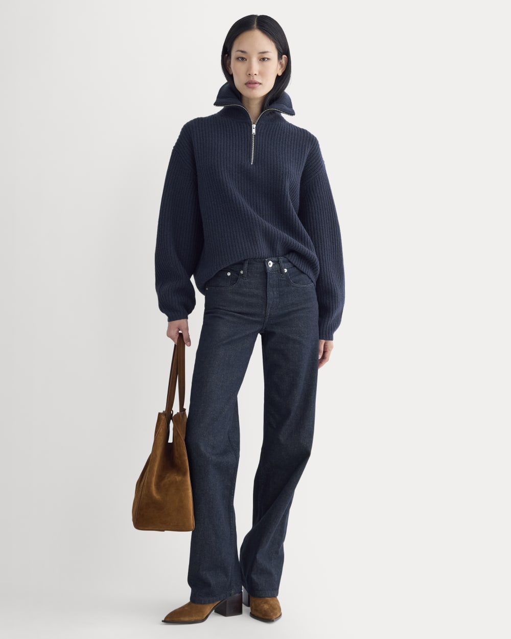 Half-Zip Sweater in Luxe Merino | Berry Red