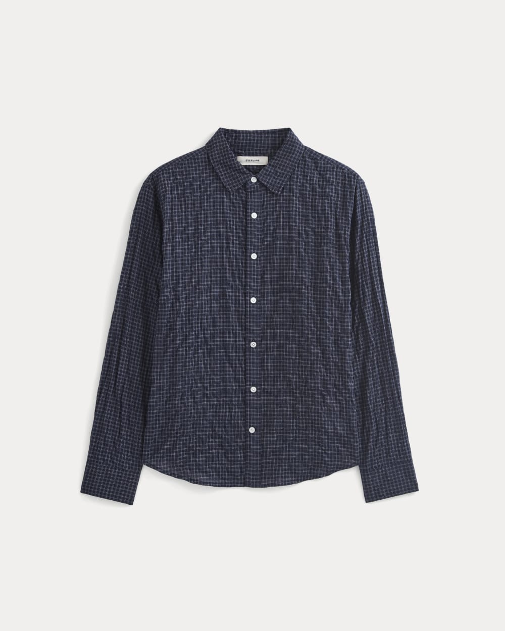 mens-textured-voile-button-up-shirt-navy-plaid | alt