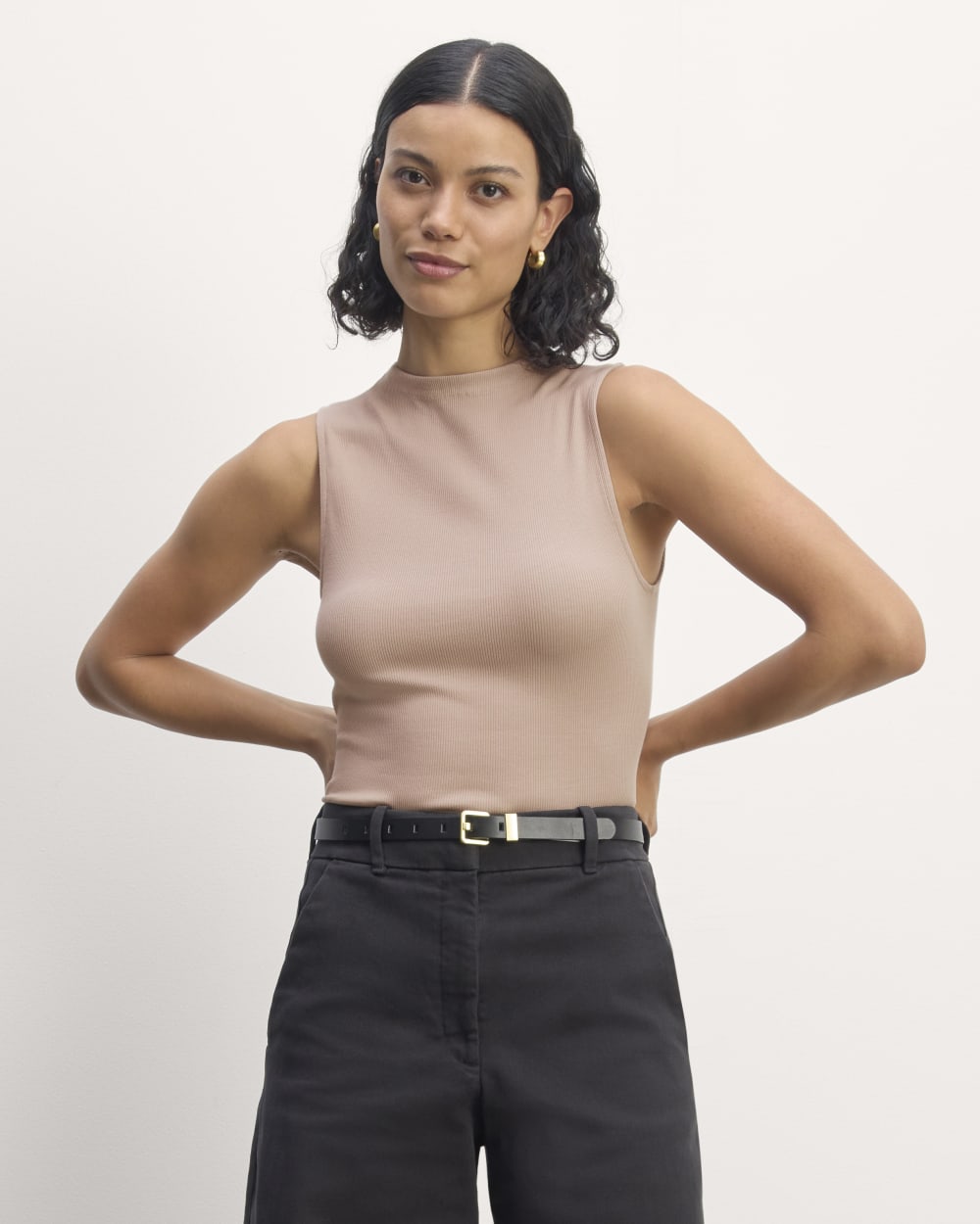 The Luxe Rib Funnel-Neck Tank