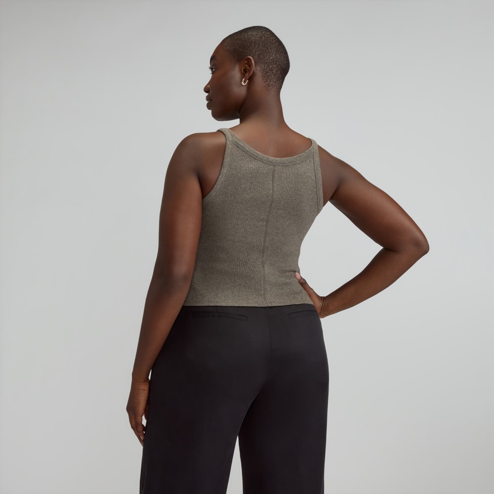 The Supima® Micro-Rib Cropped Tank | Heathered Fatigue – Everlane