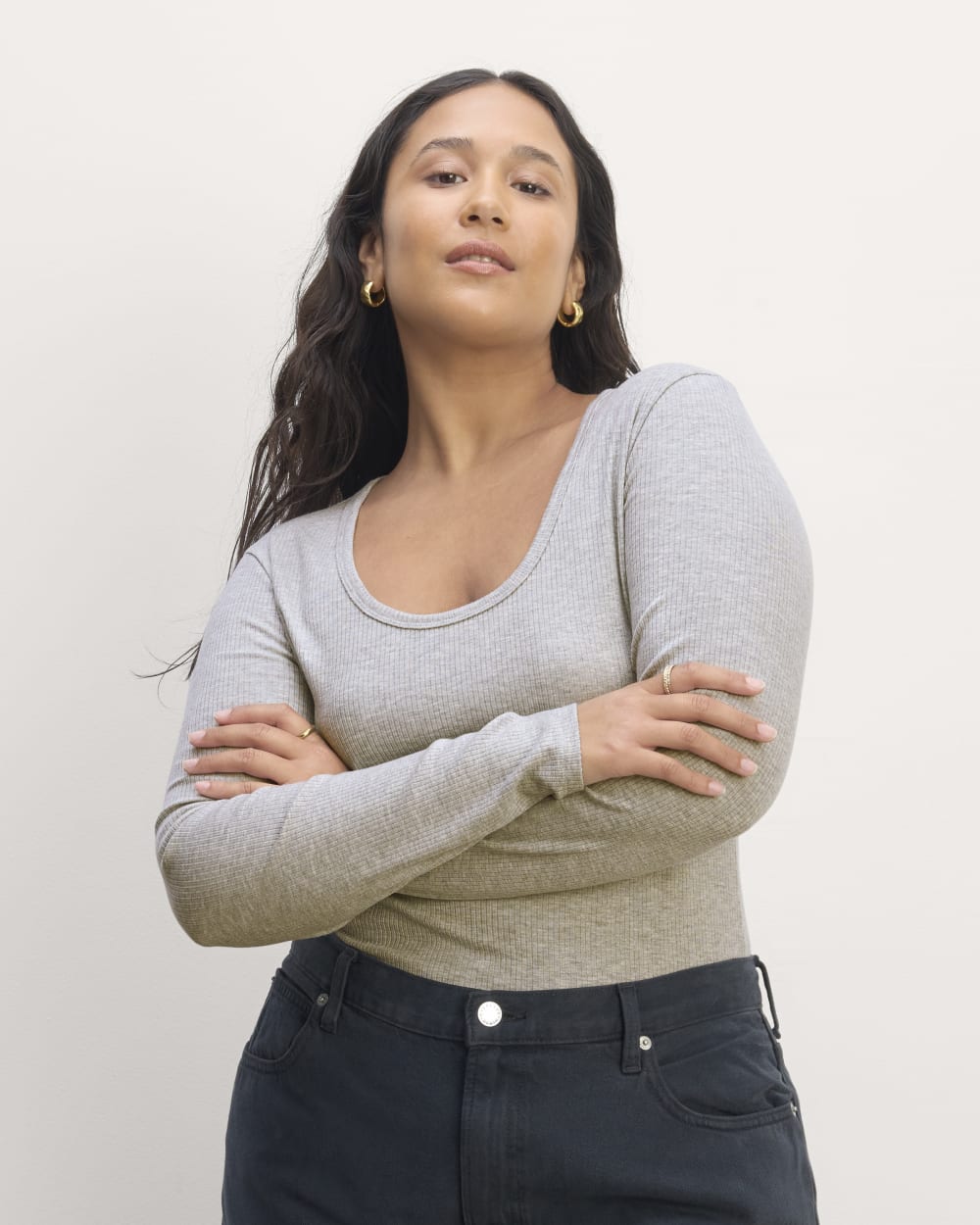 womens-tencel-rib-long-sleeve-shimmy-tee-heathered-grey | primary
