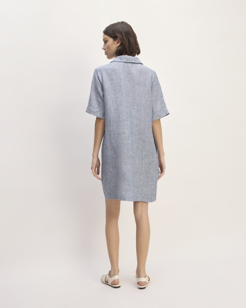 The Shirtdress in Linen | White / Blue Everlane The Shirtdress in Linen | White / Blue Everlane