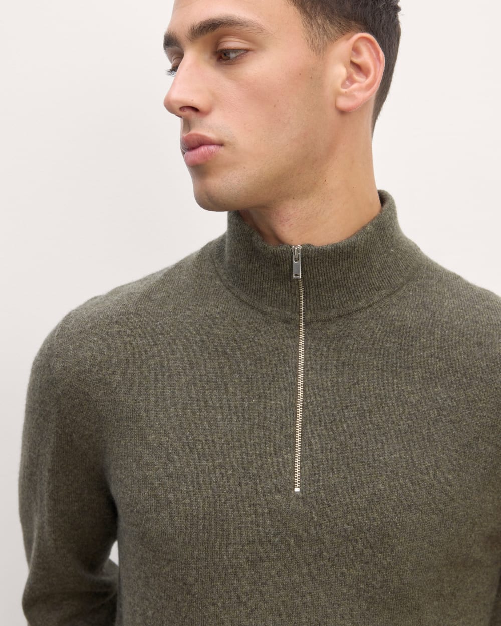The Quarter-Zip in Cashmere | Heathered Army Green – Everlane