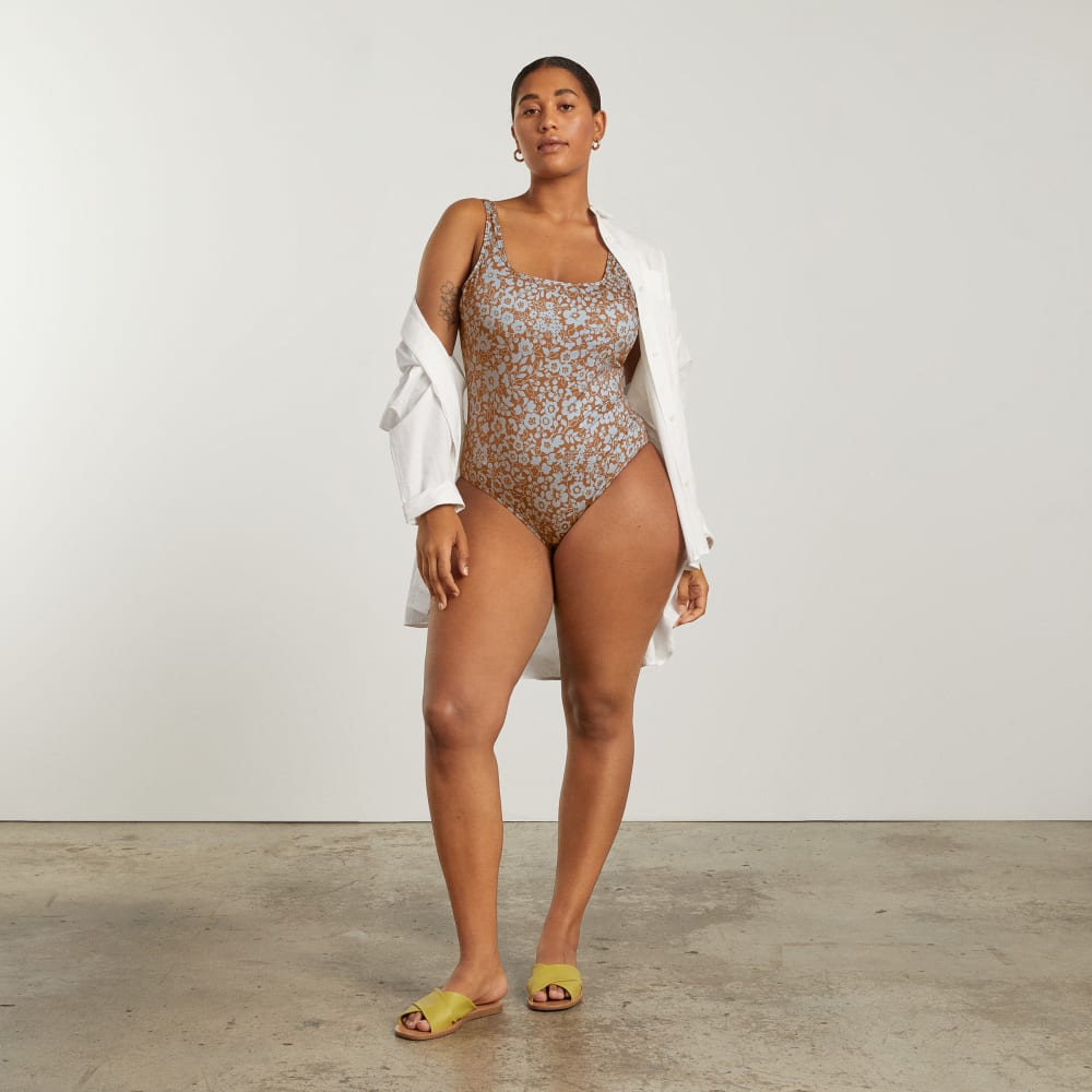 The Square-Neck One-Piece | Honey Floral – Everlane