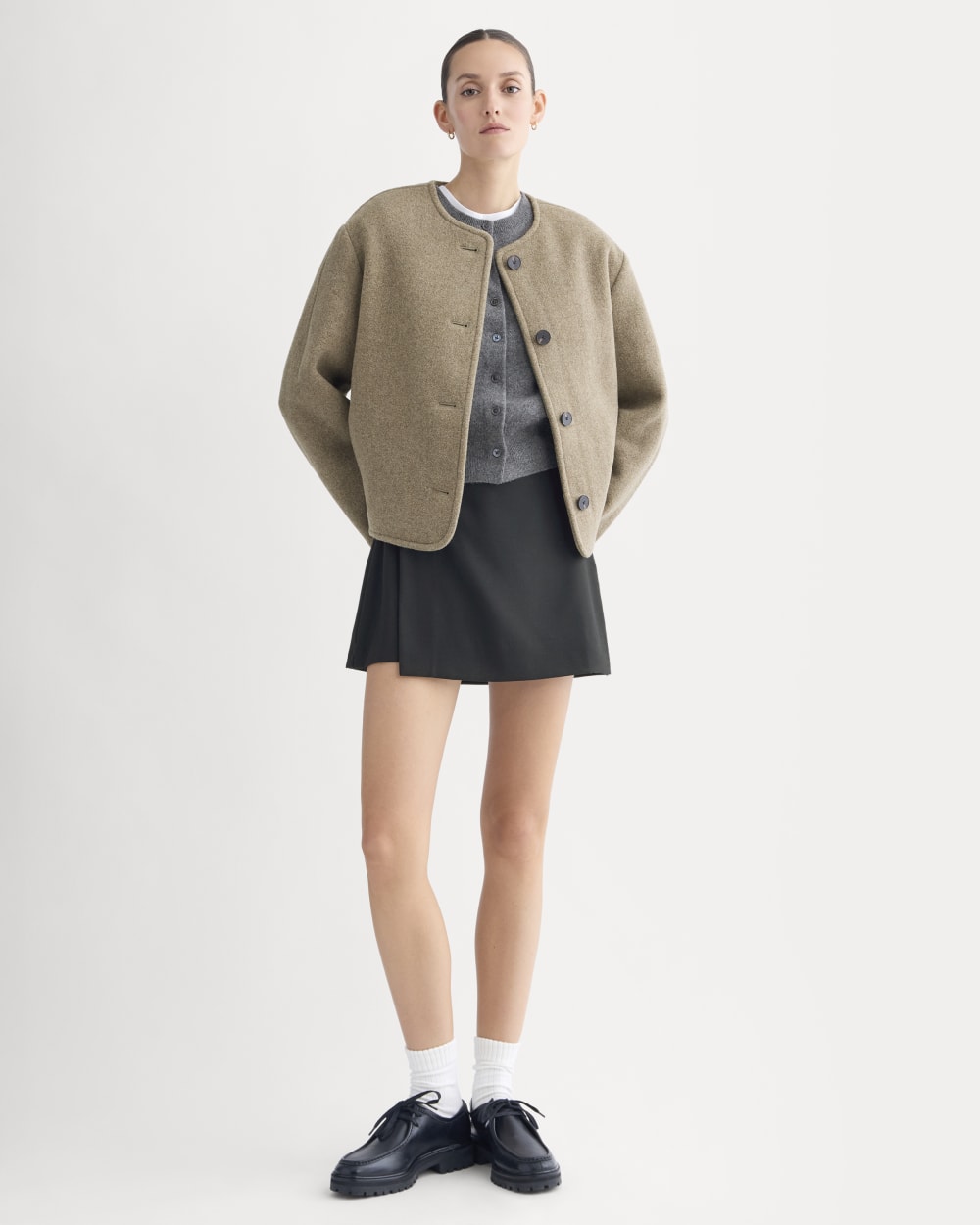 The Cocoon Coat in Wool | Heather Charcoal