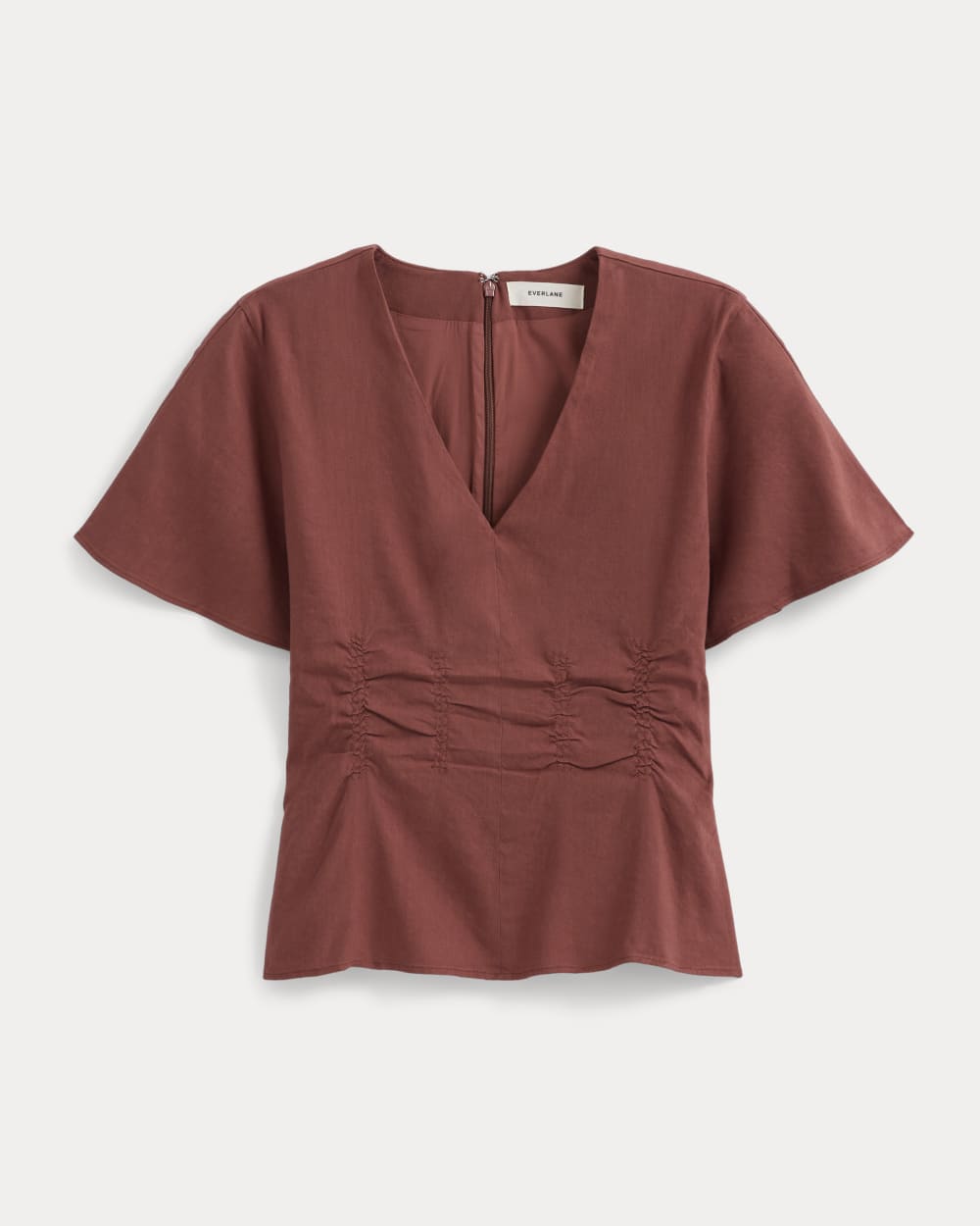 womens-cinched-top-in-stretch-linen-henna-red | alt