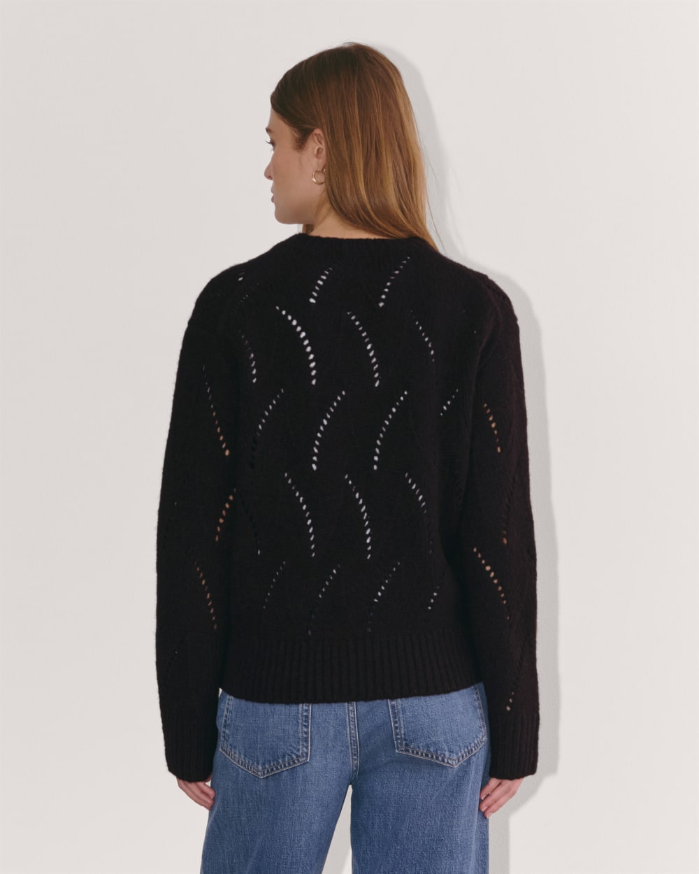 The Pointelle Sweater in Cloud | Seagrass