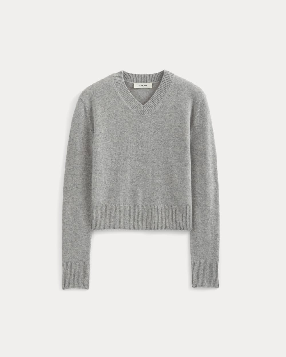 womens-cashmere-cropped-high-v-sweater-light-heather-grey | alt