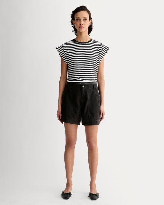 womens-tencel-darted-utility-short-black | primary
