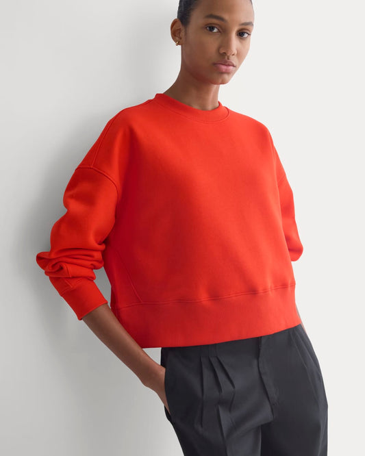 womens-luxe-fleece-sweatshirt-fiery-red | primary