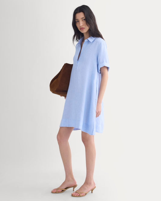 womens-mini-popover-shirtdress-in-linen-light-blue | primary