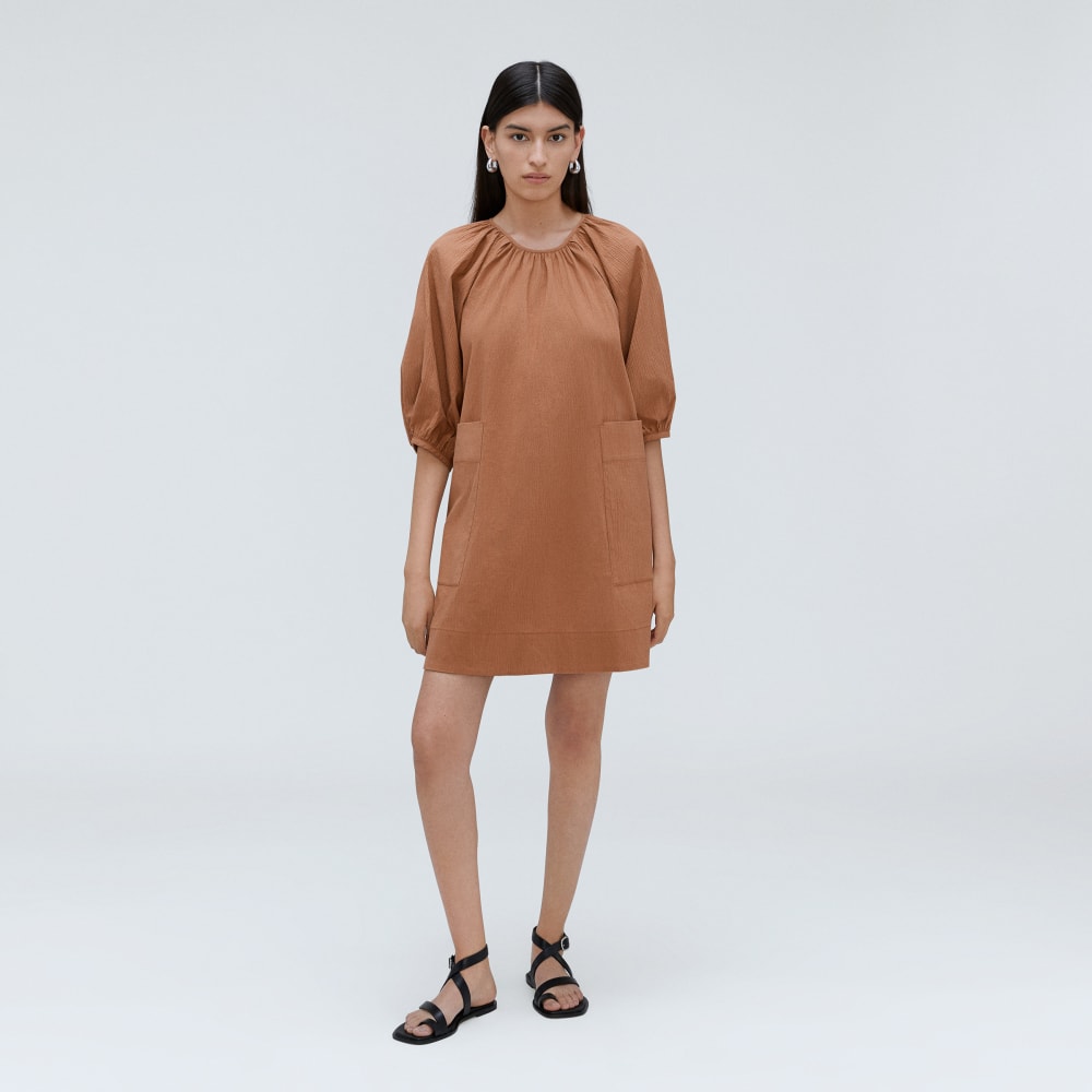 brown seersucker dress Buy Rust Brown Balloon Sleeve Seersucker Midi Dress from Next USA