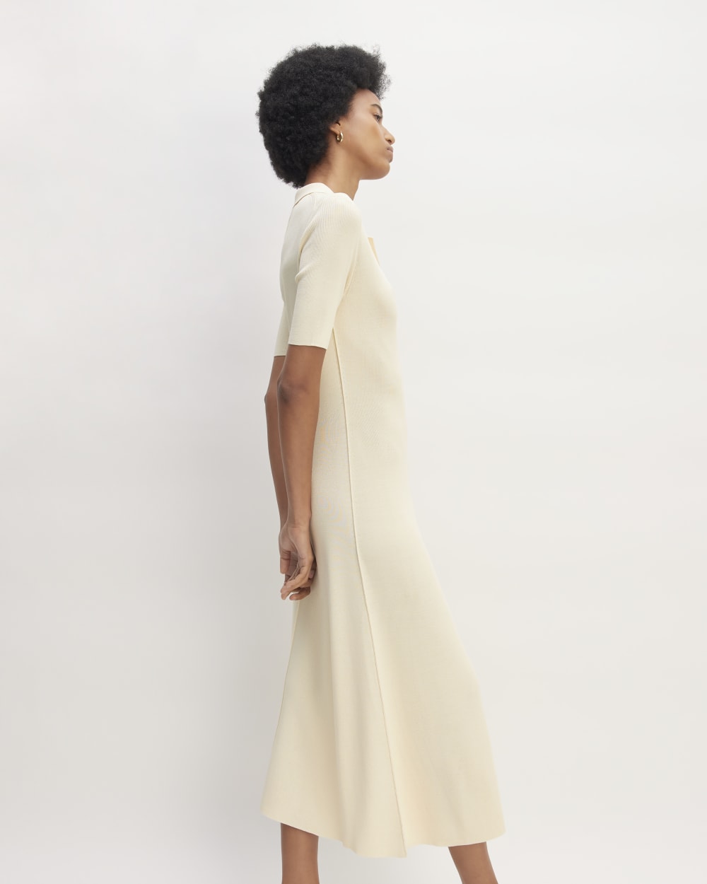 The Viscose Knit Polo Midi Dress | Beige Everlane The Viscose Knit Polo Midi Dress | Beige Everlane