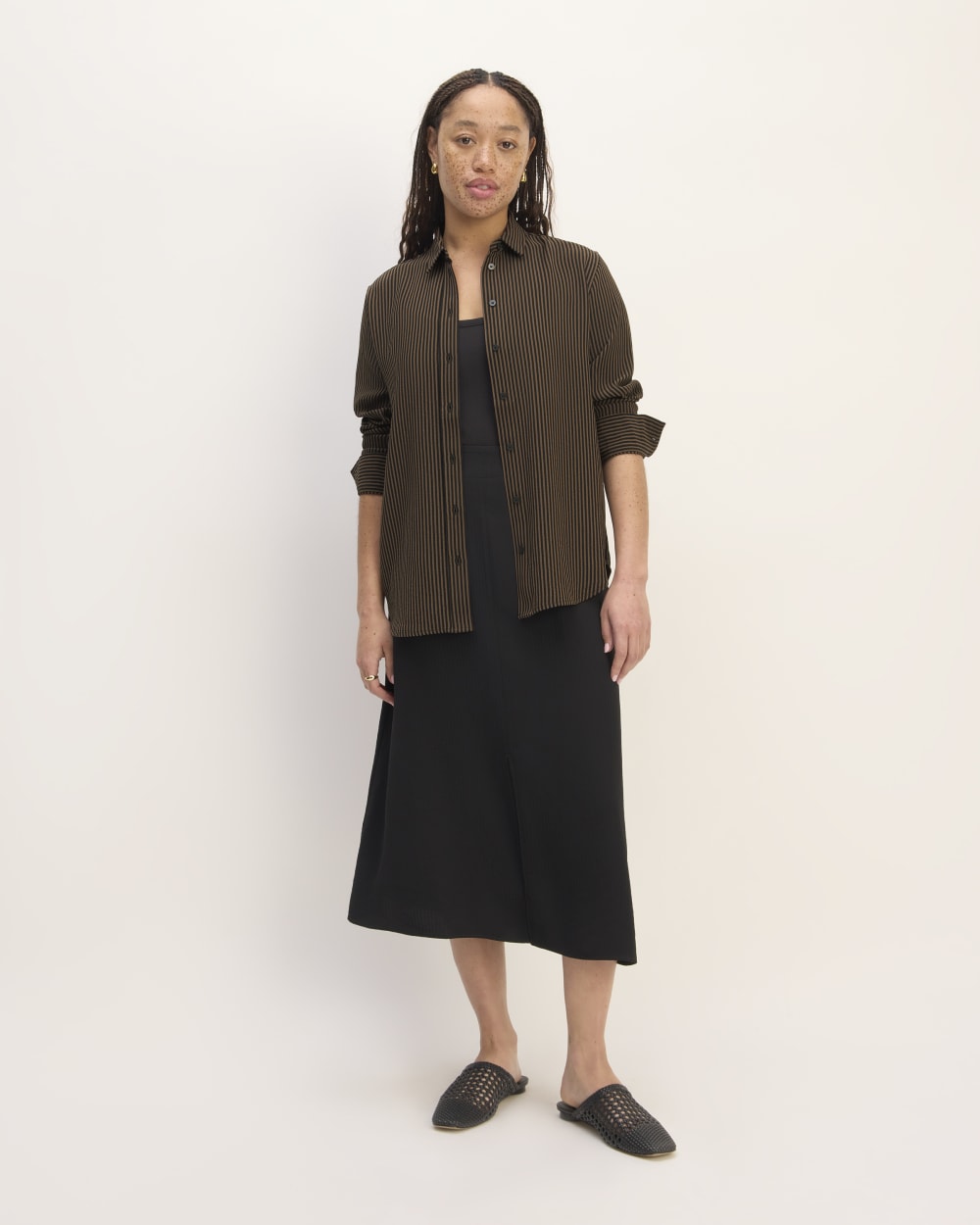 The City Stripe Relaxed Shirt | Cocoa / Black – Everlane