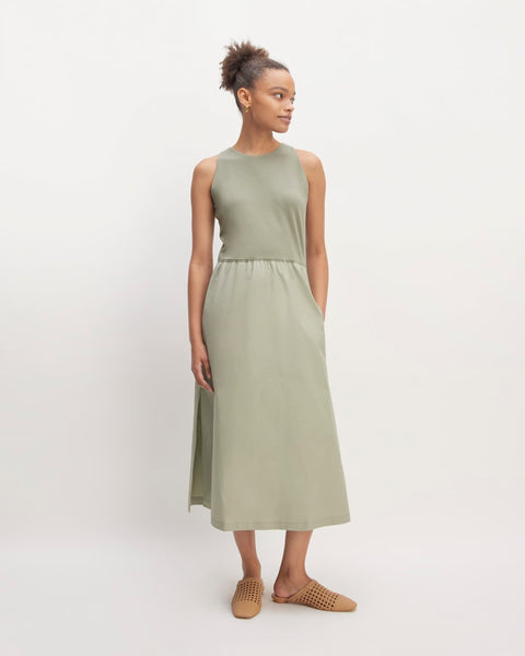 everlane long sleeve riviera dress The Supima® High-Neck Riviera Dress