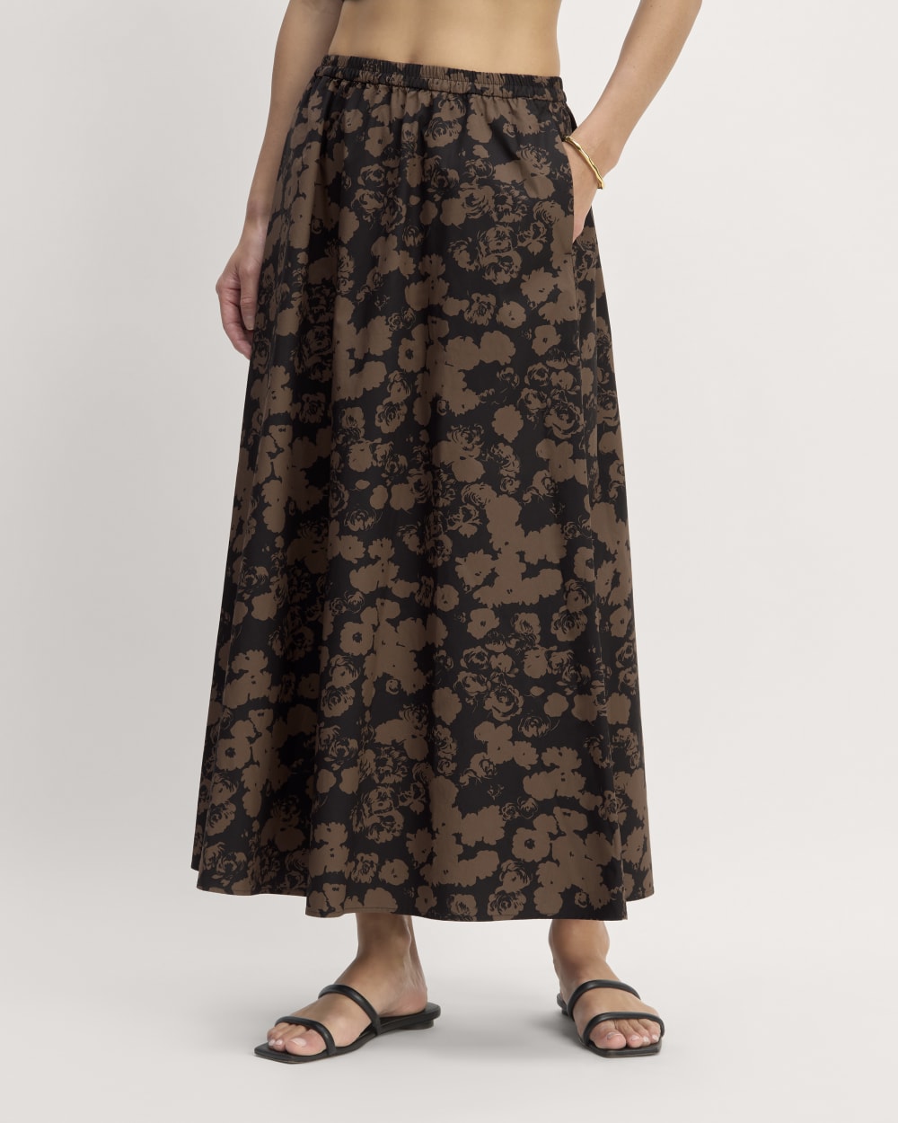 The Supima® Pull-On Maxi Skirt | Black / Cocoa Floral – Everlane
