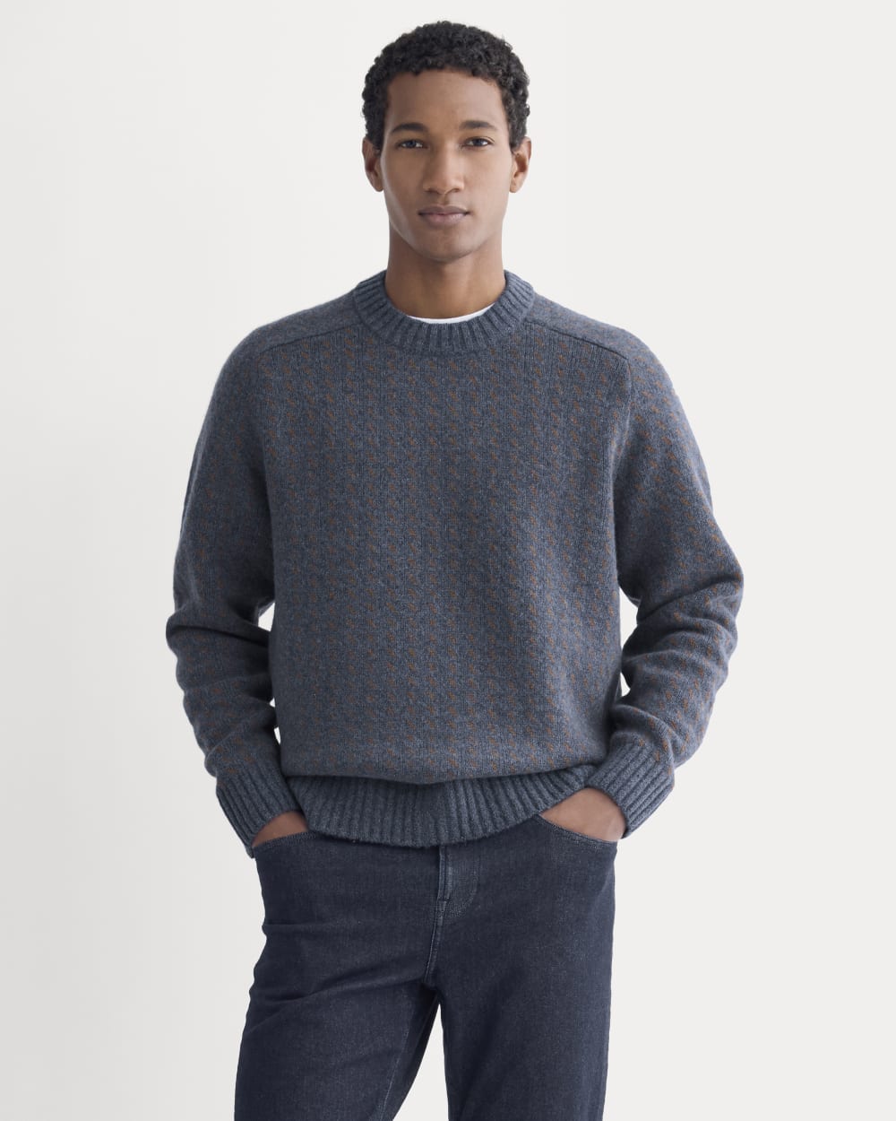 mens-wool-cashmere-nordic-crew-heathered-indigo | primary