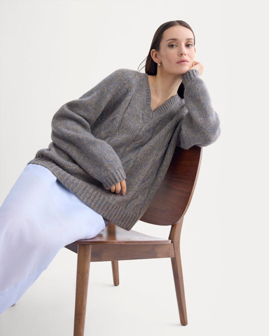 womens-cloud-cable-v-neck-sweater-blue-multi-twist | primary