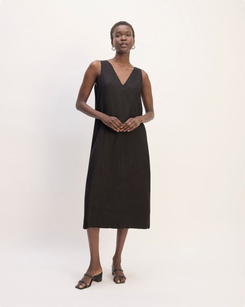 The Linen V-Neck Midi Dress | Black Everlane The Linen V-Neck Midi Dress | Black Everlane
