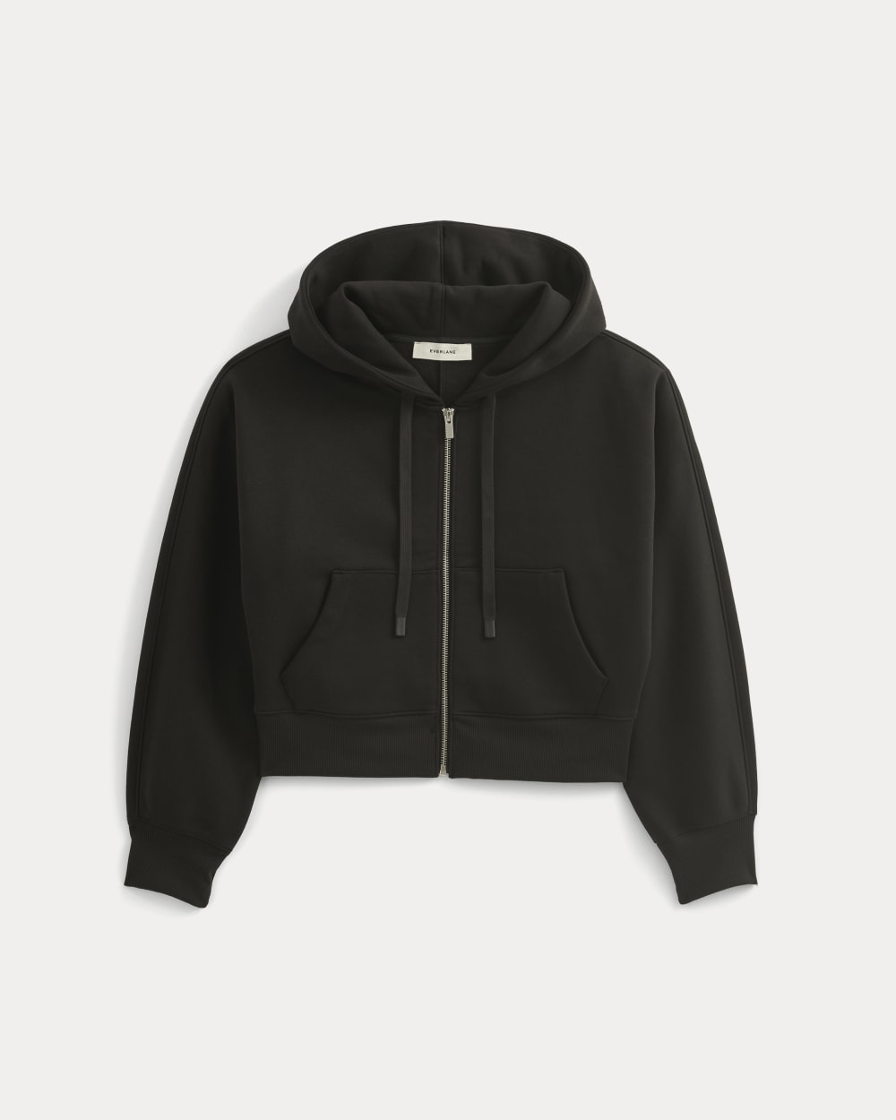 Luxe Fleece Full-Zip Cropped Hoodie | Black – Everlane