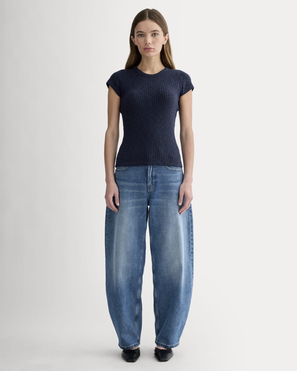 everyone milano rib knit (NAVY) XL 上下 The Cozy Rib Tee | Navy – Everlane