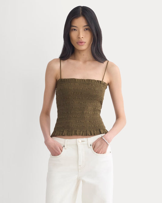 womens-gauze-smocked-cami-beech | primary