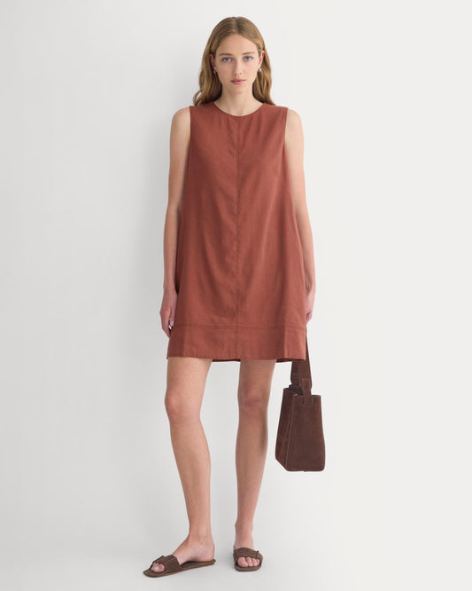 womens-shift-dress-in-stretch-linen-henna-red | primary