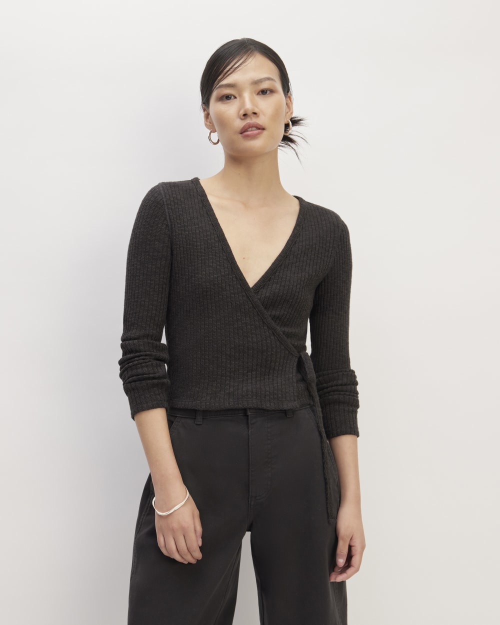 womens-rib-knit-wrap-top-black | primary