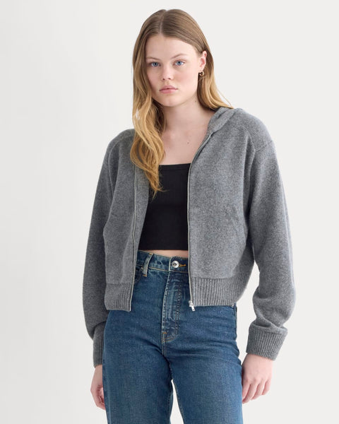 Full-Zip Hoodie in Wool Cashmere | Heather Charcoal – Everlane