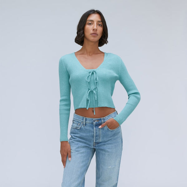 The Cotton-Merino Front-Tie Top | Deep Turquoise – Everlane